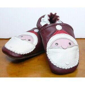 Baby Moccasins Santa Claus Booties Leather Christmas Mon Joli Size 6 to 12 month
